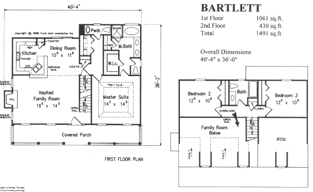 Floor Plan for Bartlett at Virginia Ridge. Located in Southwest Virginia near Roanoke and Smith Mountain Lake.