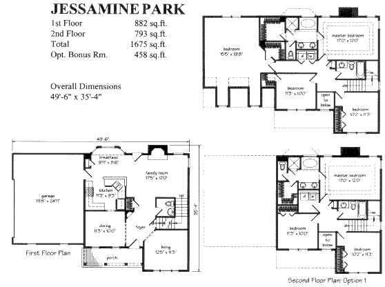 Floor plan for Jessamine Park at Virginia Ridge. Located on the rolling hills of Southwest Virginia near Smith Mountain Lake and Roanoke Virginia.