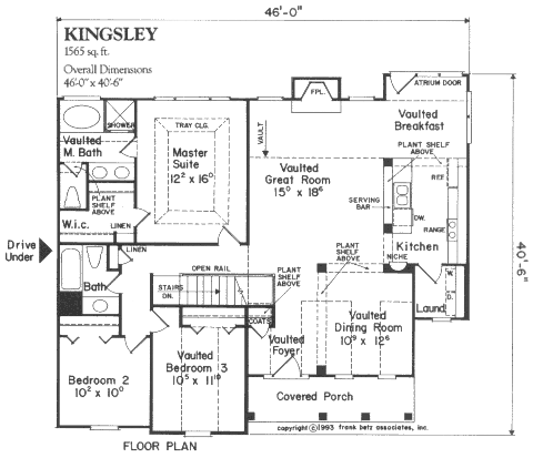 Floor plan of Kingsley at Virginia Ridge near Smith Mountain Lake and Roanoke Virginia.